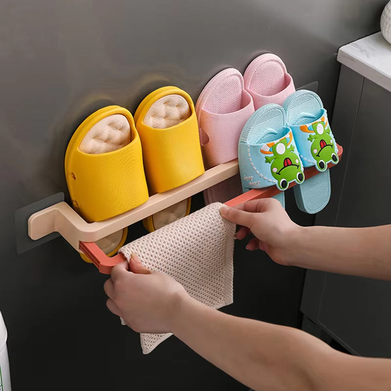 Slippers Rack Self Adhesive Punch-Free Wall-Mounted Bedroom Bathroom Slippers Sneakers Hanging Rack Home Zapatero Sapateira